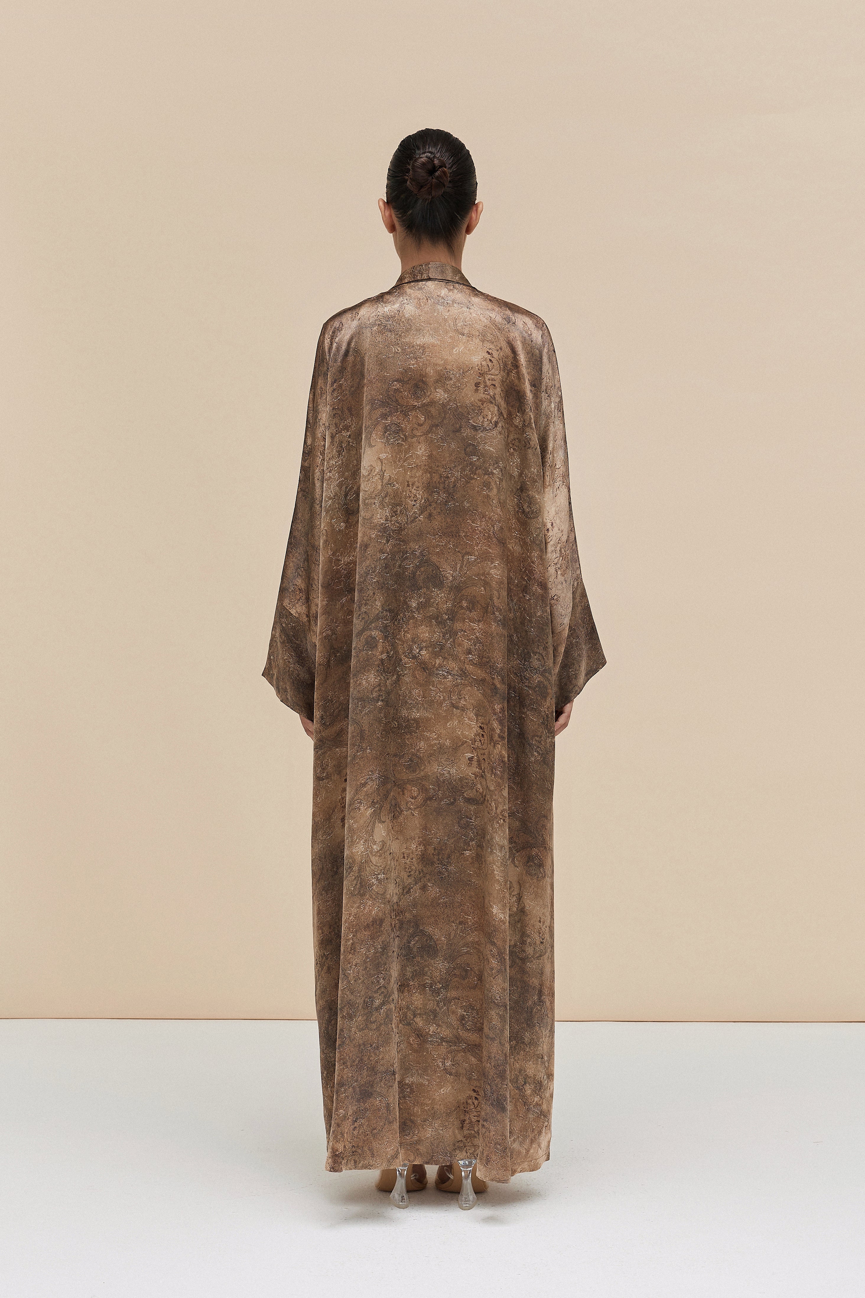 ANNE - JACQUARD PRINTED VISCOSE BROWN FLORAL