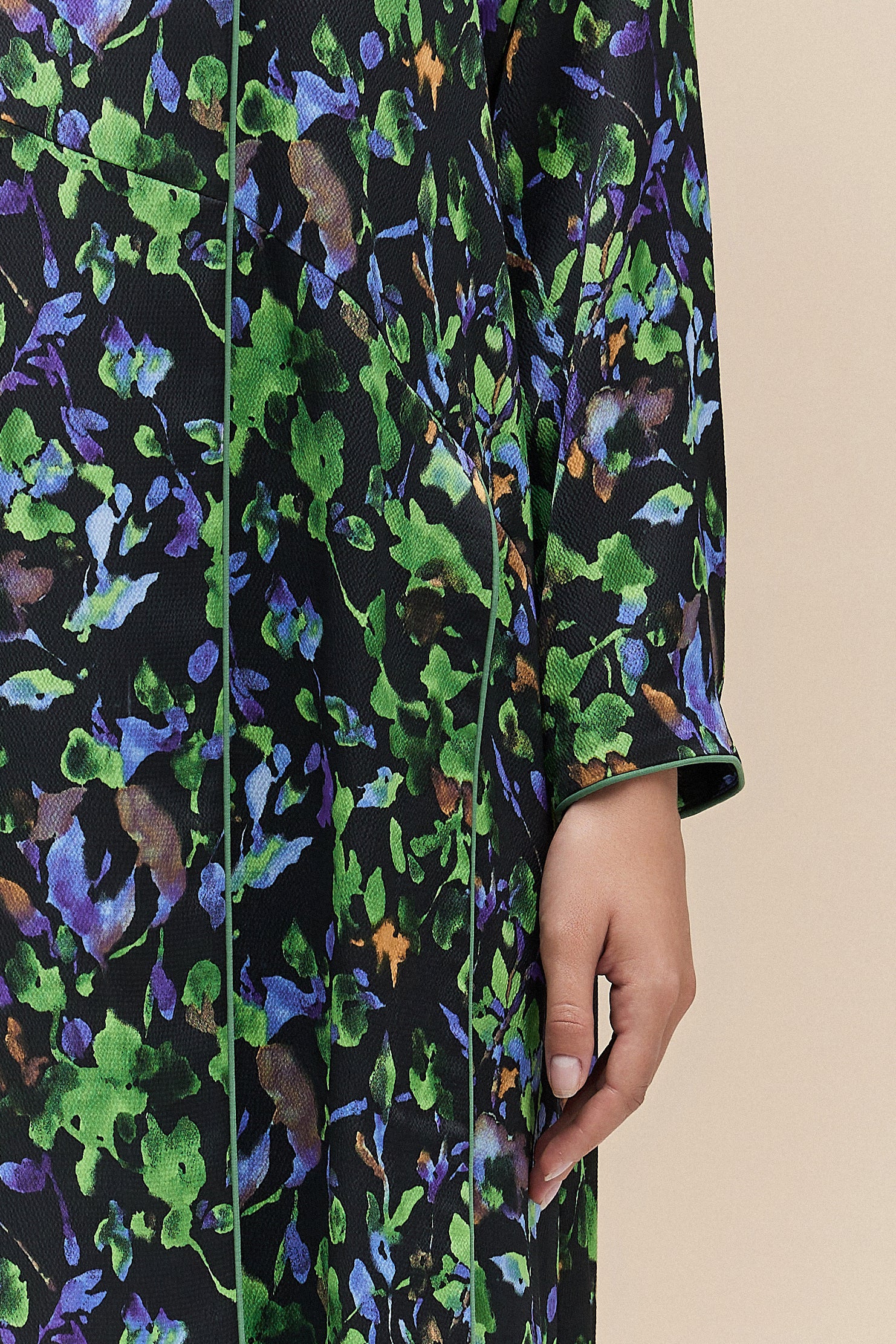 ADELA - PRINTED STRETCH SATIN BLACK IRIS